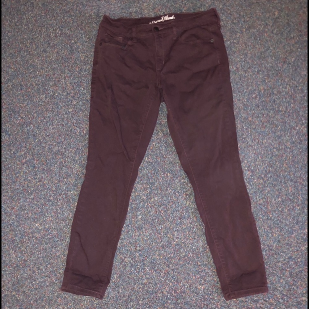 Maroon Mid-rise Skinny Target Jeans